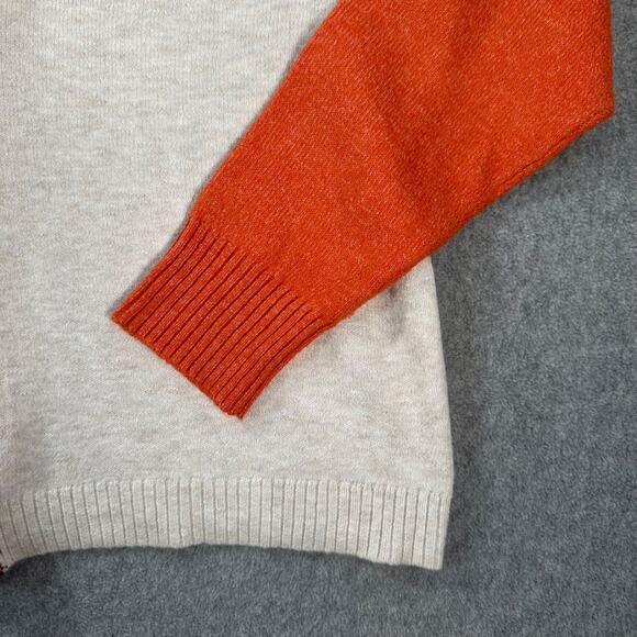 LOFT Colorblock Knit Cardigan Sweater Women's X-Small Button Front Burgundy - Picture 2 of 9